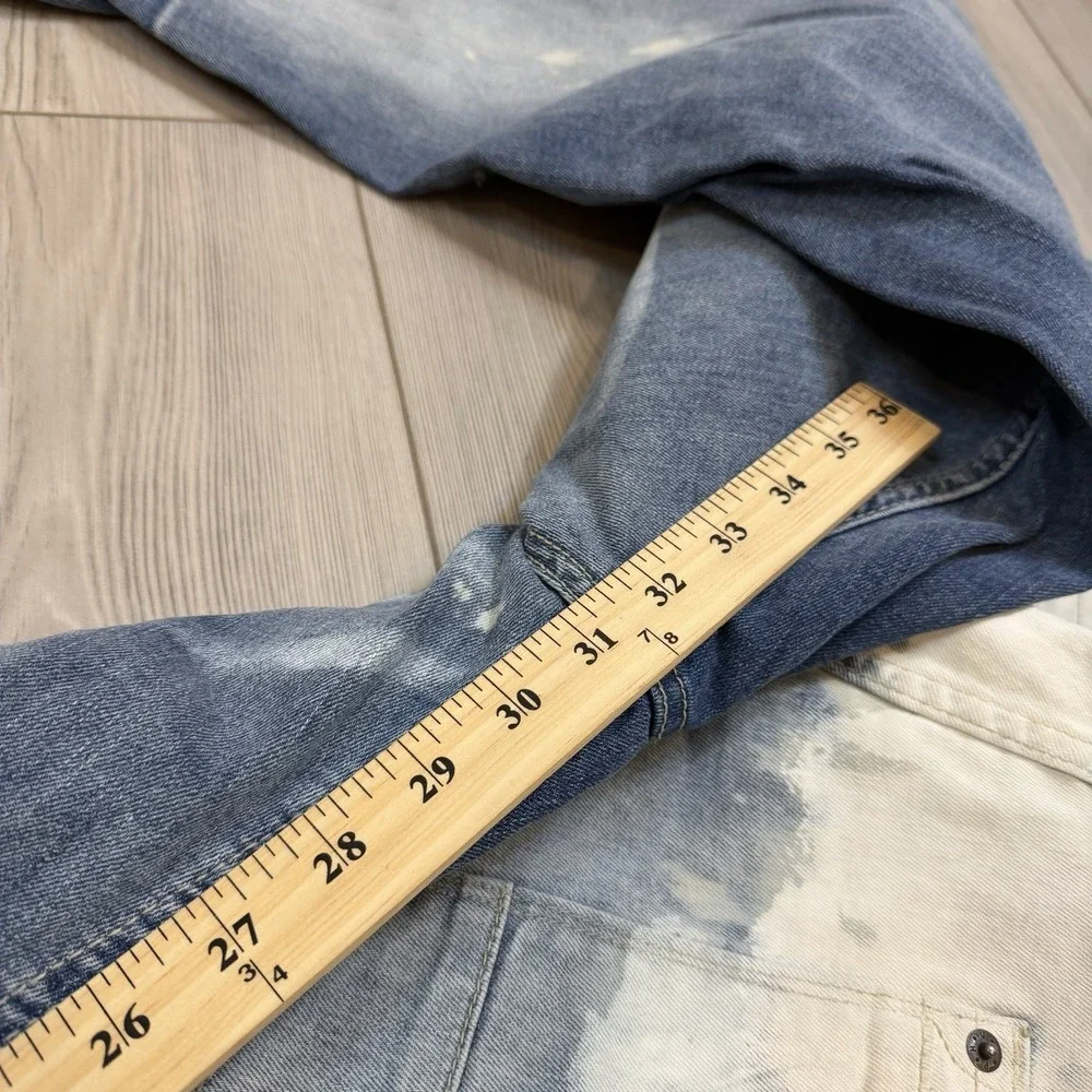 Copper Rivet Size 42/32 Slim Fit Distressed Jeans Bleached - Picture 10 of 10